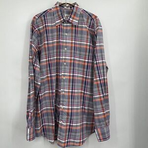 Peter Millar Multicolor Plaid Collared Long Sleeve Button-Up Shirt Large